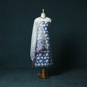 Hand block print sanganeri cotton 3pc unstitched dress