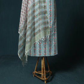 Hand block print sanganeri cotton 3pc unstitched dress
