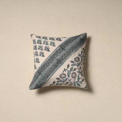 Hand sanganeri floral cushion cover 01 - handcrafted