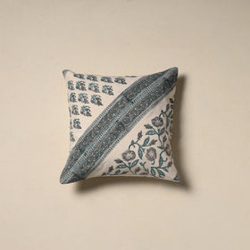 Hand sanganeri floral cushion cover 01 - handcrafted