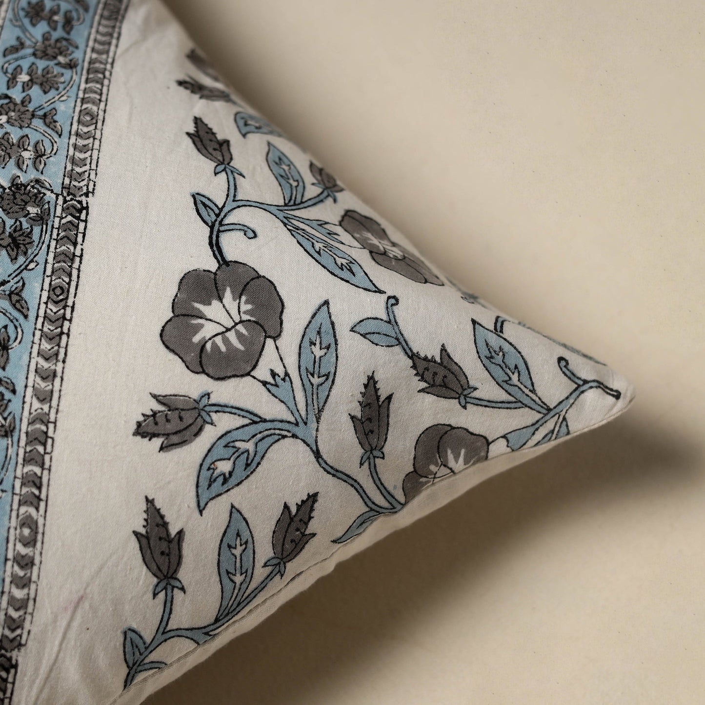 Hand sanganeri floral cushion cover 30 - handcrafted