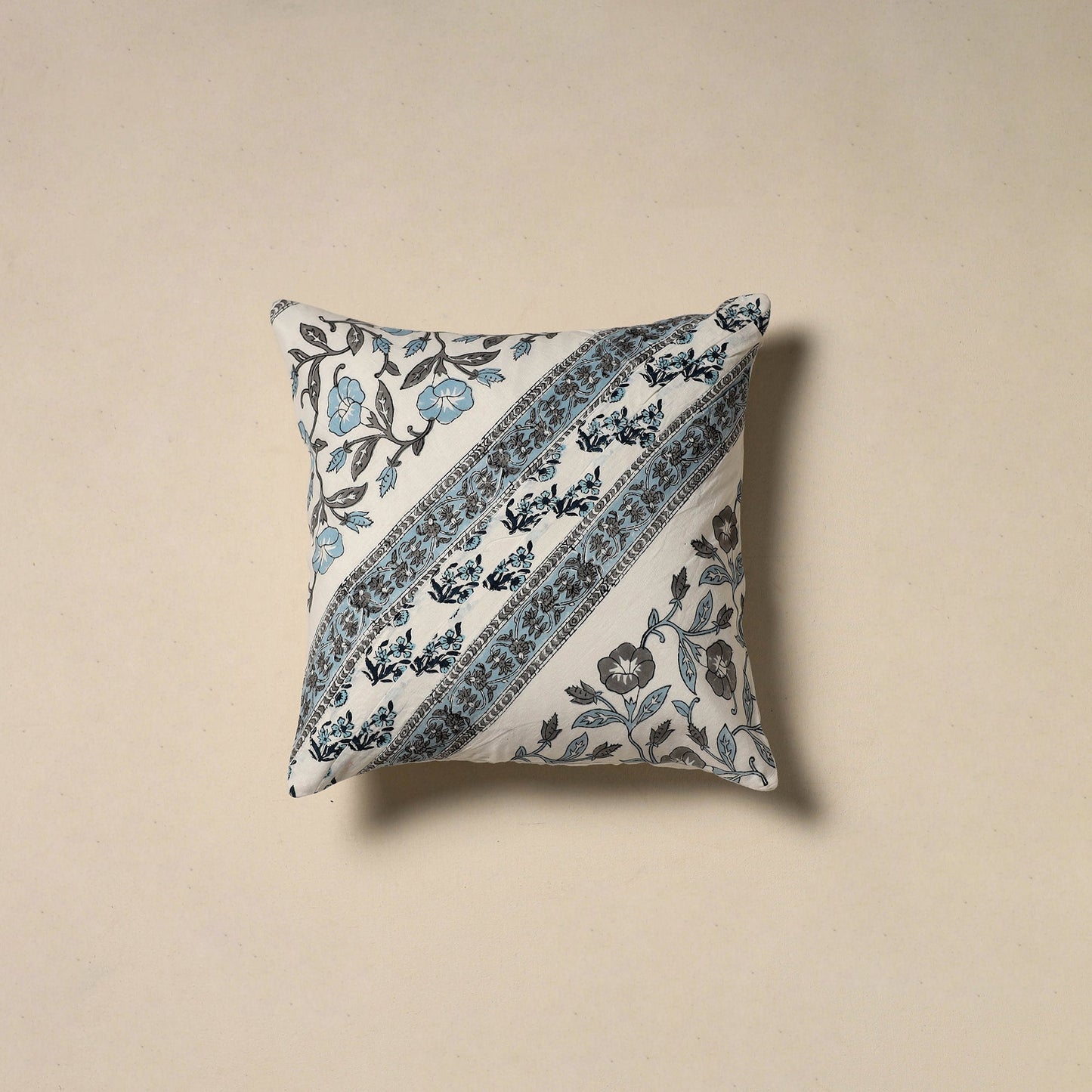 Hand sanganeri floral cushion cover 30 - handcrafted
