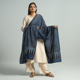 Buy Hand Block Printed Cotton Ajrakh Dupatta 