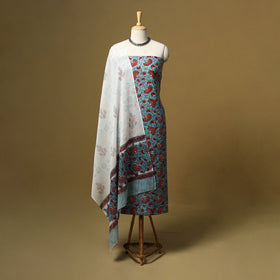 Hand sanganeri cotton 3pc unstitched dress material 12