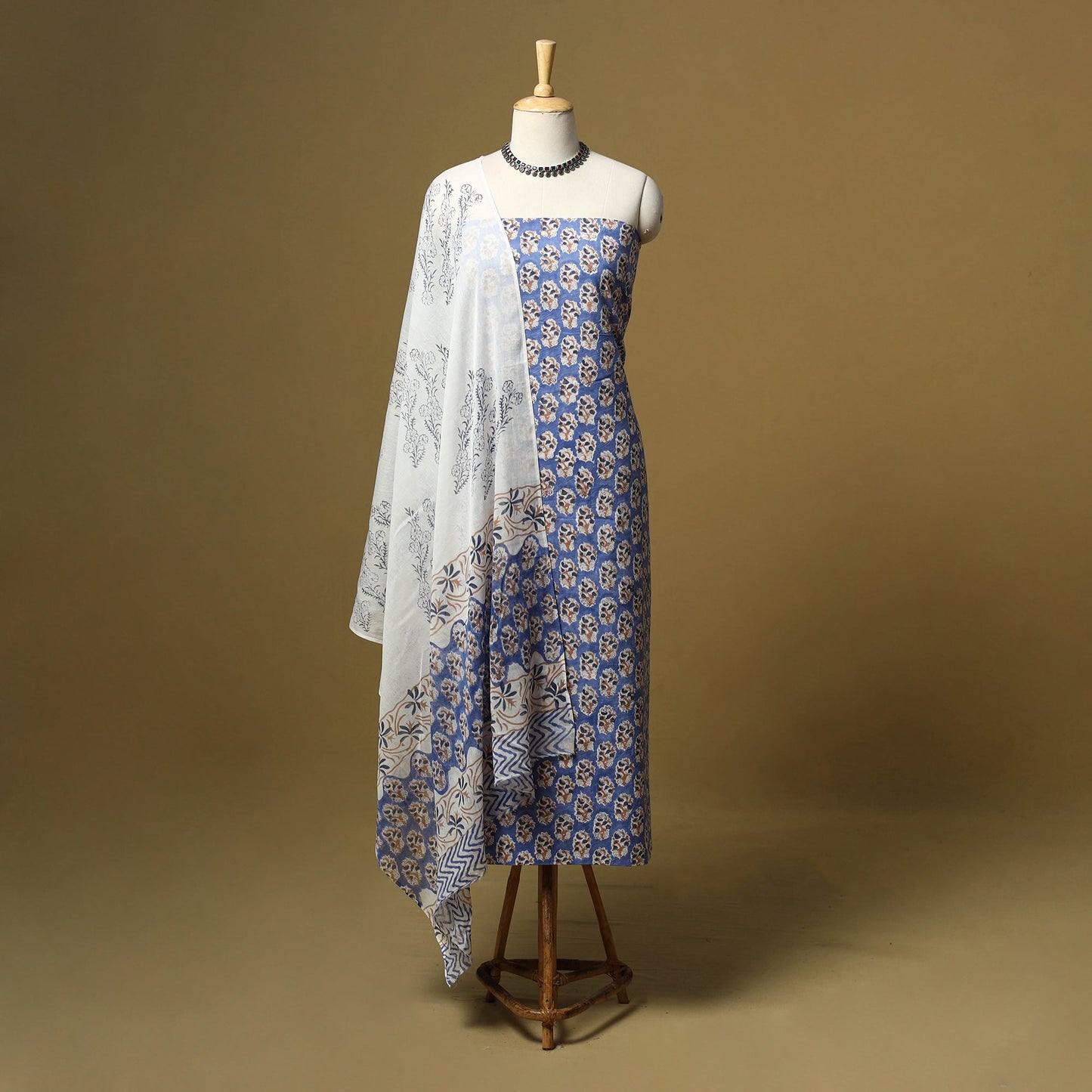 Hand sanganeri cotton 3pc unstitched dress material 14
