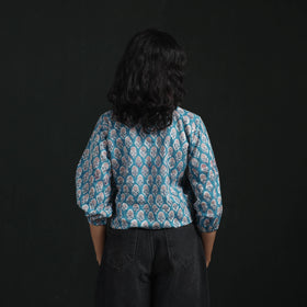 Hand block sanganeri print cotton floral crop top 05