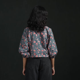 Hand block sanganeri print cotton floral crop top 08