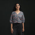 Hand block sanganeri print cotton floral crop top 08