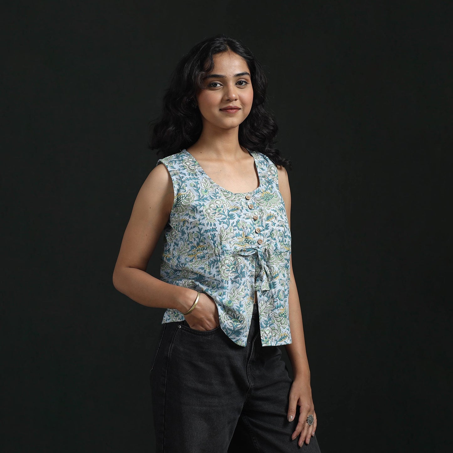 Hand block sanganeri print cotton floral crop top 20