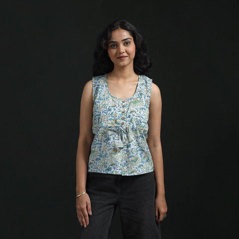 Hand block sanganeri print cotton floral crop top 20
