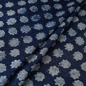 Hand Block Print Chanderi Silk Blue Bagru Fabric