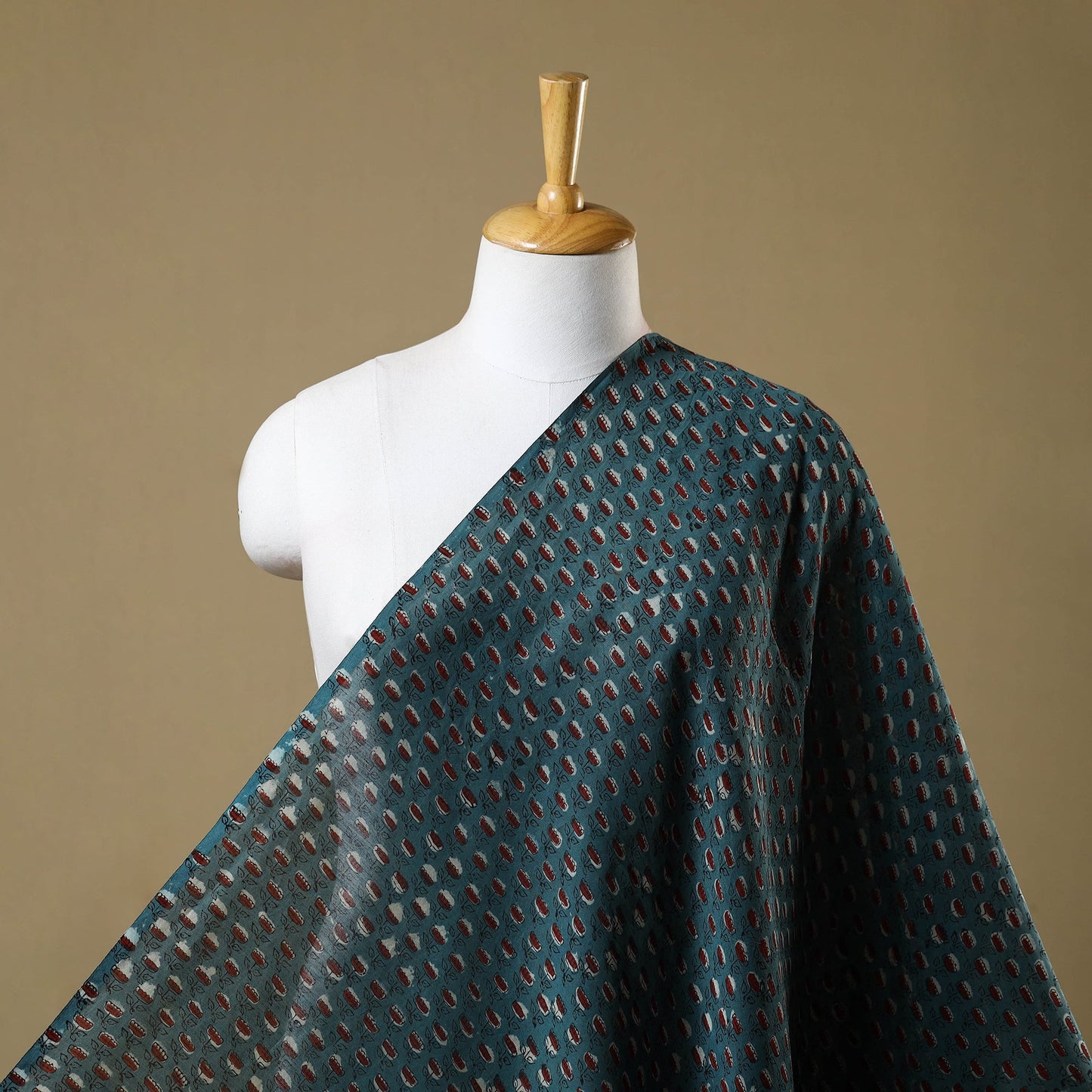 Hand Block Print Chanderi Silk Blue Jahota Fabric