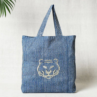 Blue Hand Block Print Cotton Hand Bag