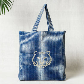 Blue Hand Block Print Cotton Hand Bag