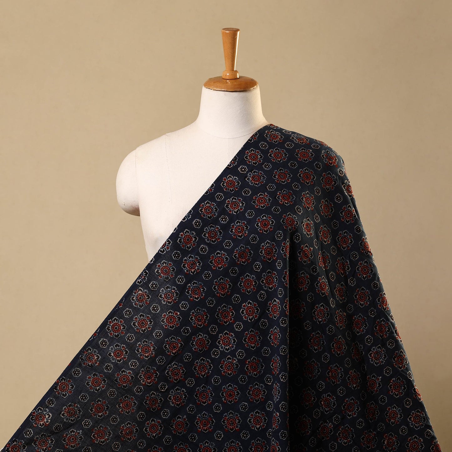 Blue - hand cotton fabric 05 - handcrafted