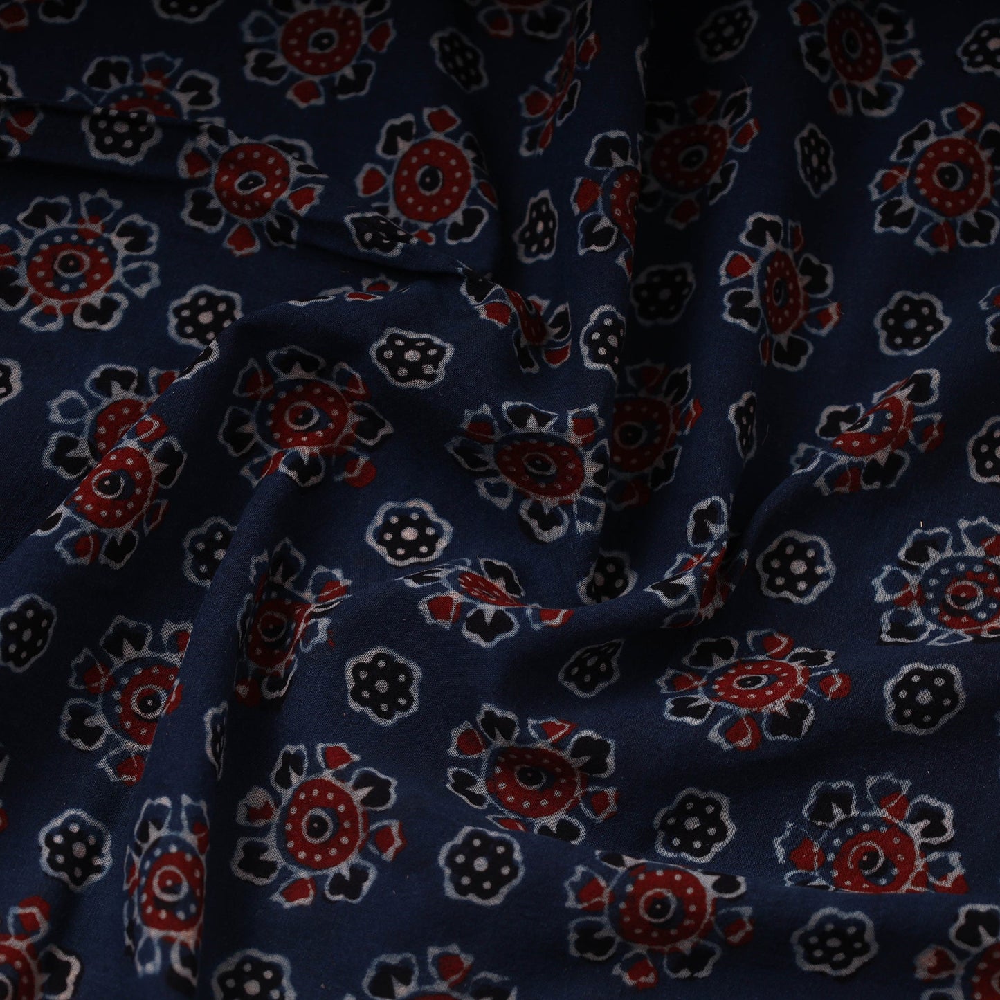 Blue - hand cotton fabric 05 - handcrafted