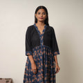 Buy Blue Hand Block Print Cotton Flared Gher Ajrakh Dress