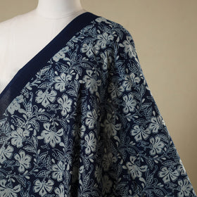 Blue - hand cotton indigo bagru fabric 02 - handcrafted