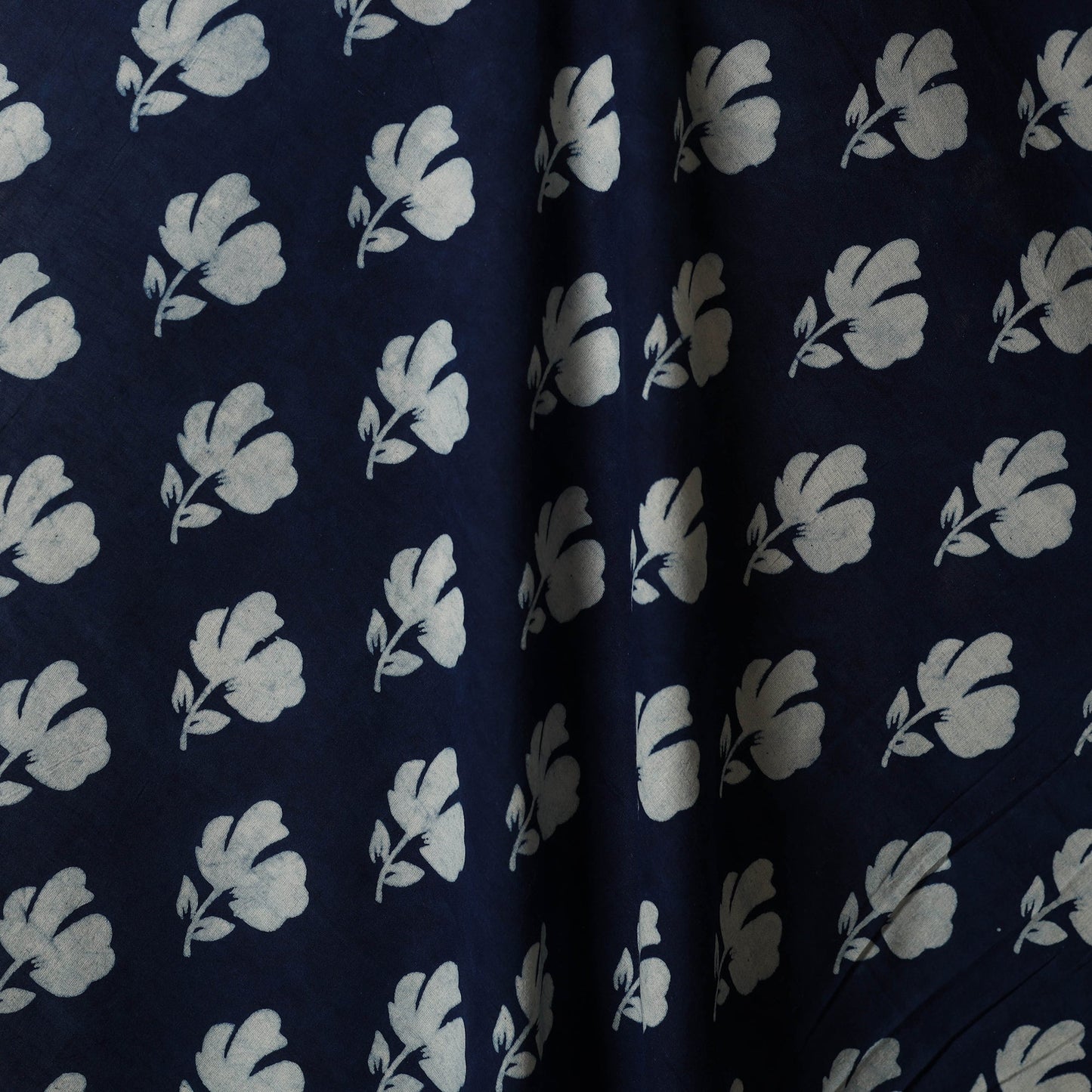 Blue - hand cotton indigo bagru fabric 03 - handcrafted