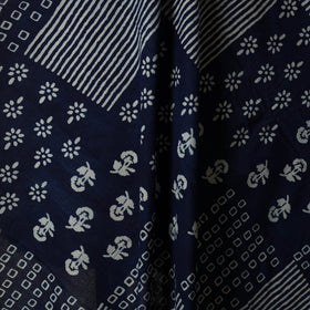 Blue - hand cotton indigo bagru fabric 04 - handcrafted