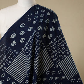 Blue - hand cotton indigo bagru fabric 04 - handcrafted