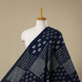 Blue - hand cotton indigo bagru fabric 04 - handcrafted