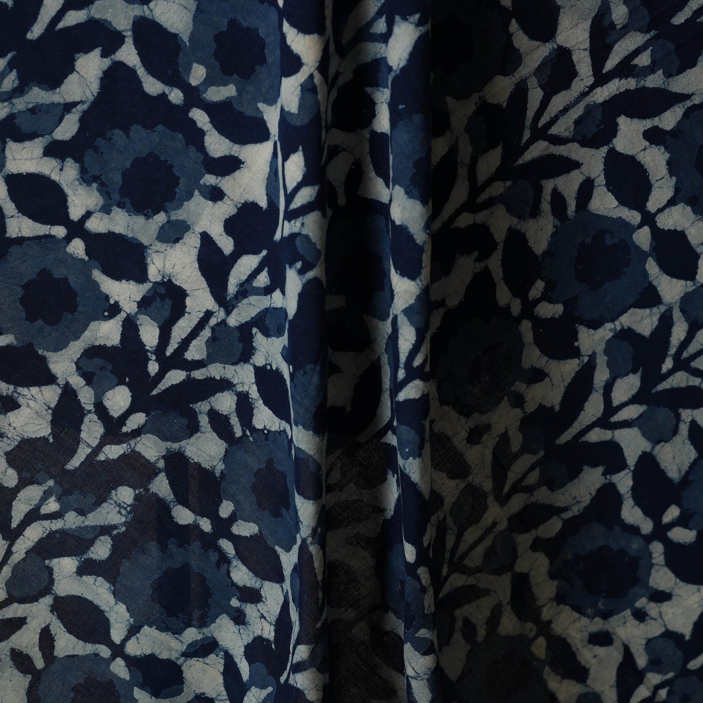 Blue - hand cotton indigo bagru fabric 05 - handcrafted