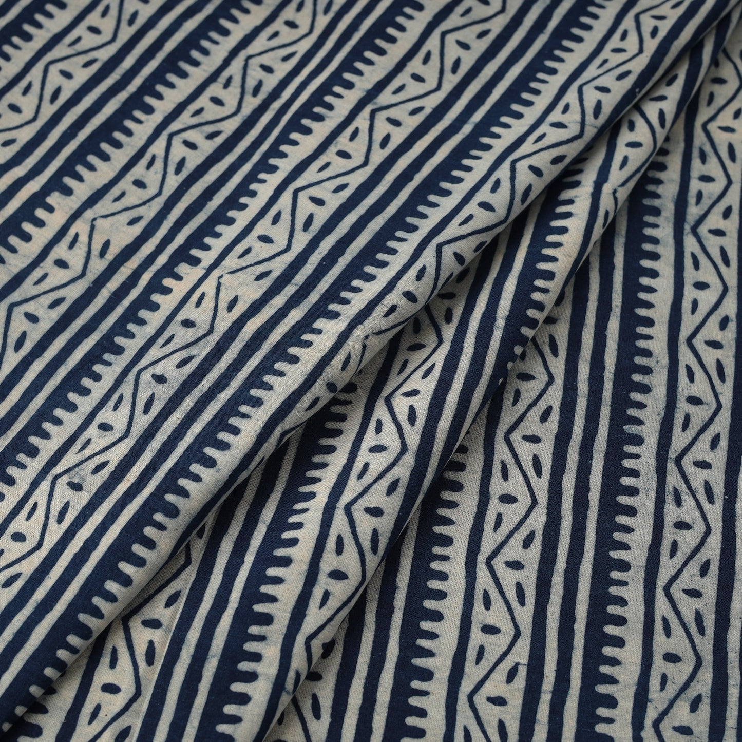 Blue Hand Block Print Cotton Indigo Bagru Fabric