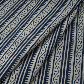 Blue Hand Block Print Cotton Indigo Bagru Fabric