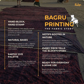 Blue - hand cotton indigo bagru fabric 05 - handcrafted