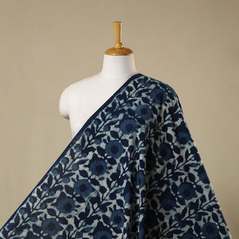 Blue - hand cotton indigo bagru fabric 05 - handcrafted