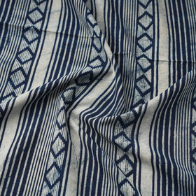 Blue Hand Block Print Cotton Indigo Bagru Fabric