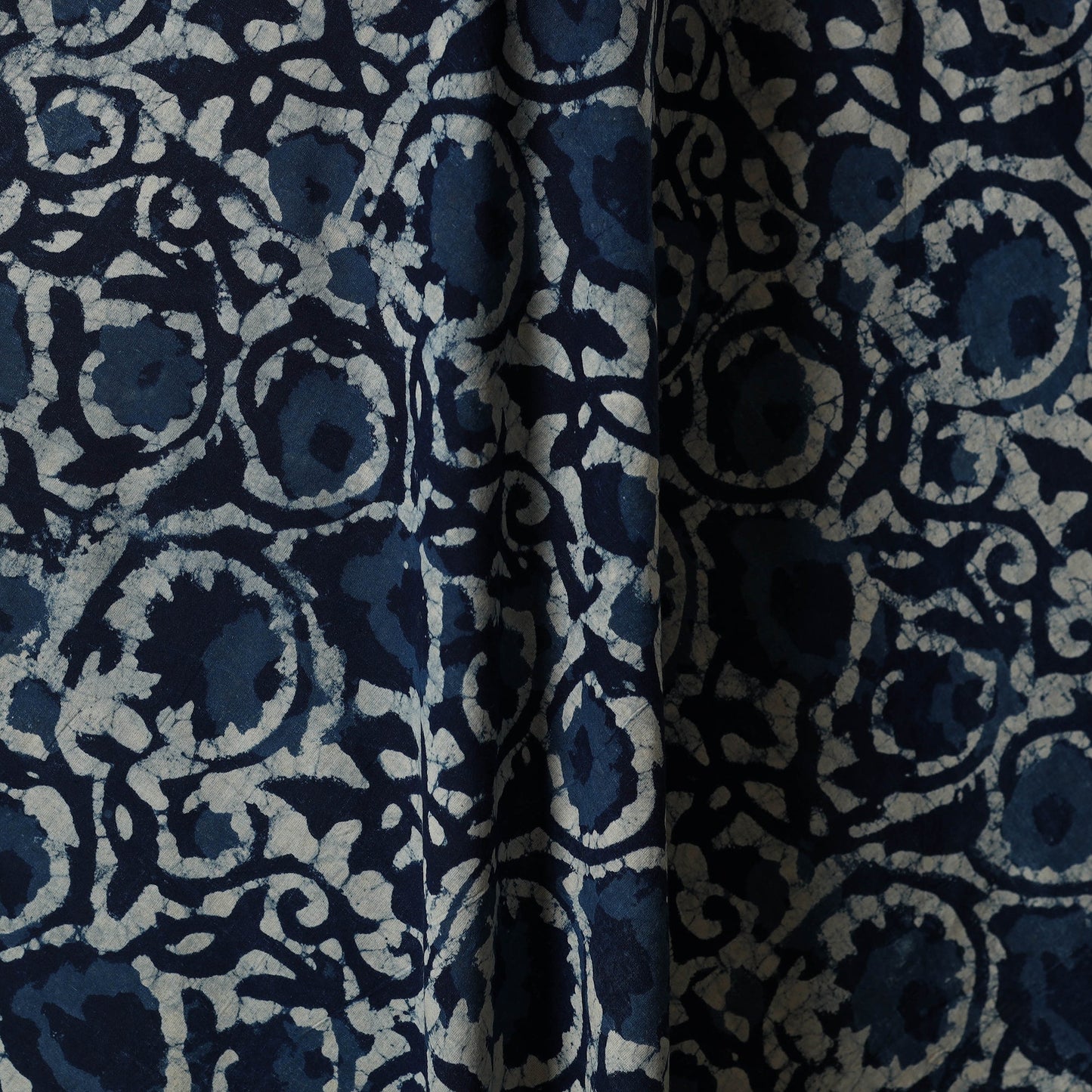 Blue - hand cotton indigo bagru fabric 06 - handcrafted