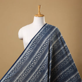 Blue Hand Block Print Cotton Indigo Bagru Fabric