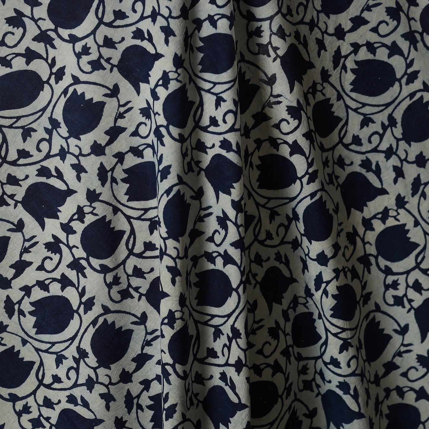 Blue - hand cotton indigo bagru fabric 07 - handcrafted