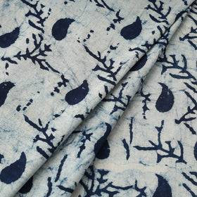 Blue Hand Block Print Cotton Indigo Bagru Fabric
