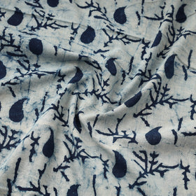 Blue Hand Block Print Cotton Indigo Bagru Fabric