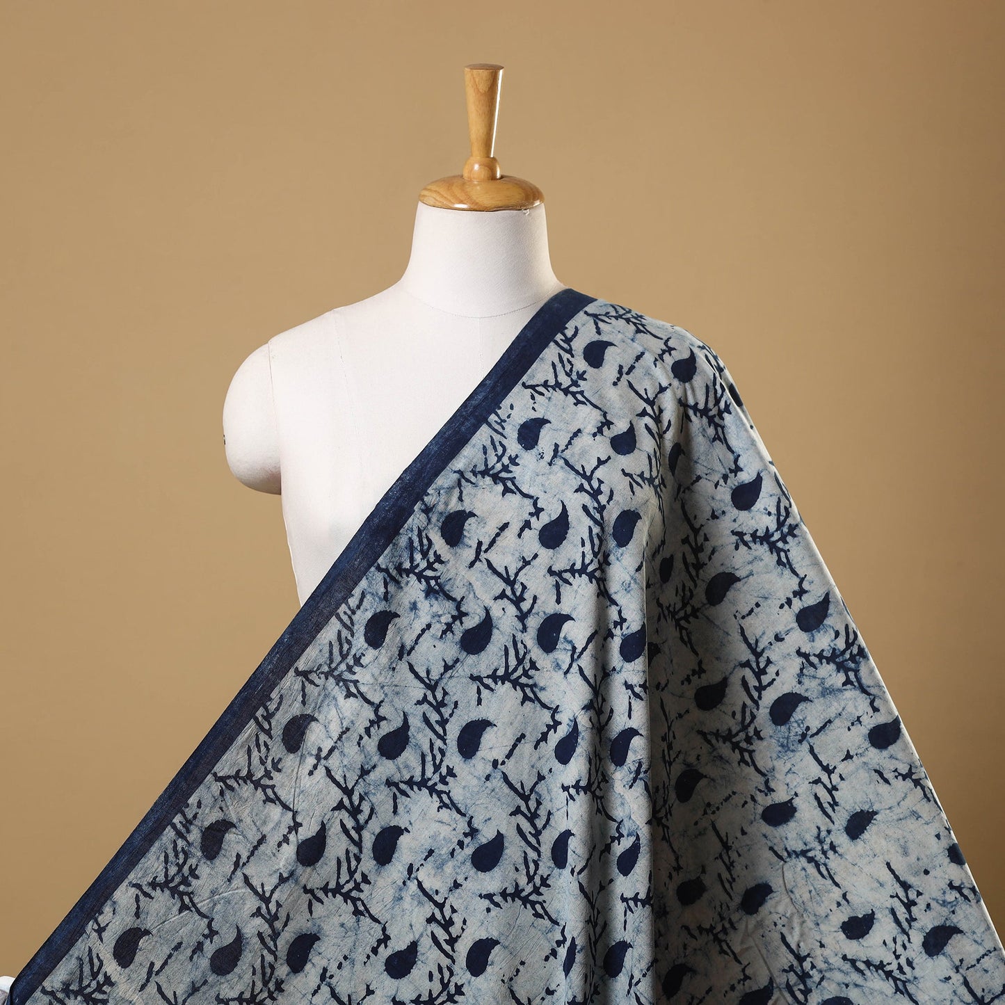 Blue Hand Block Print Cotton Indigo Bagru Fabric