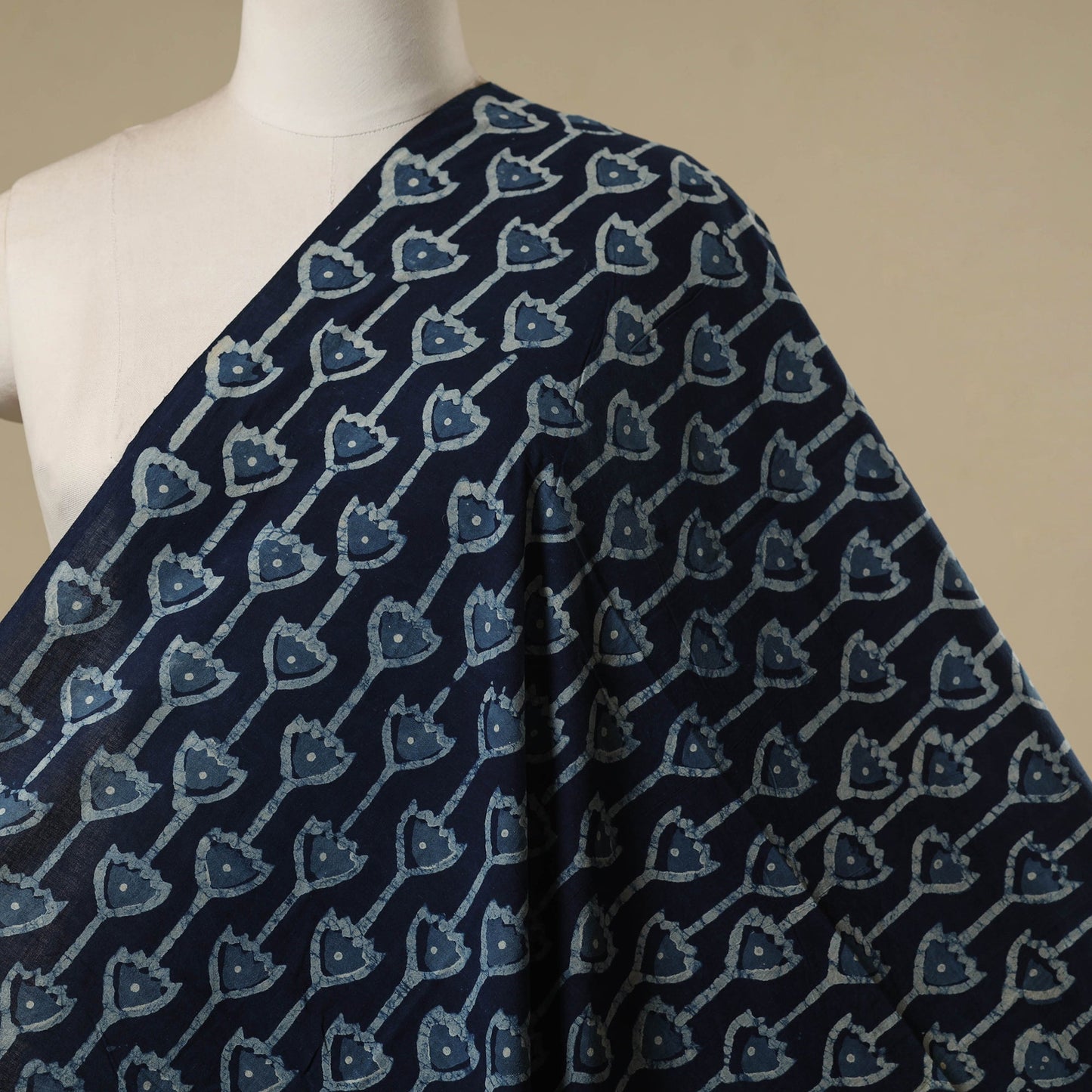 Hand cotton indigo bagru fabric 18 - handcrafted