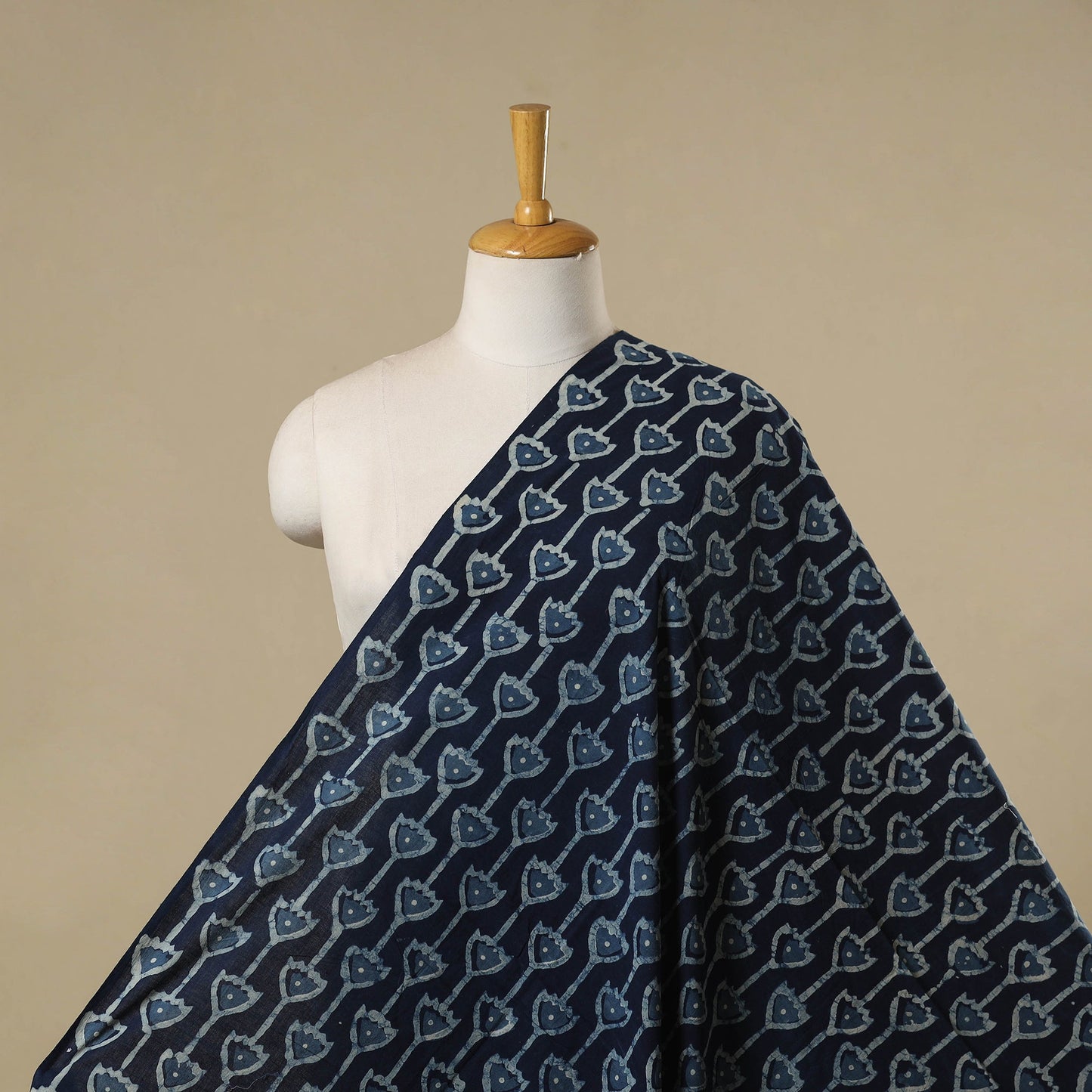 Hand cotton indigo bagru fabric 18 - handcrafted