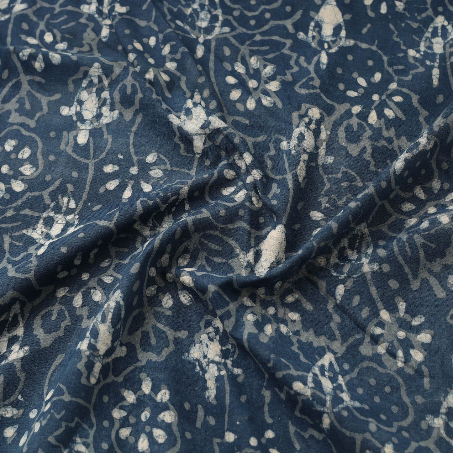 Blue Hand Block Print Cotton Indigo Bagru Fabric
