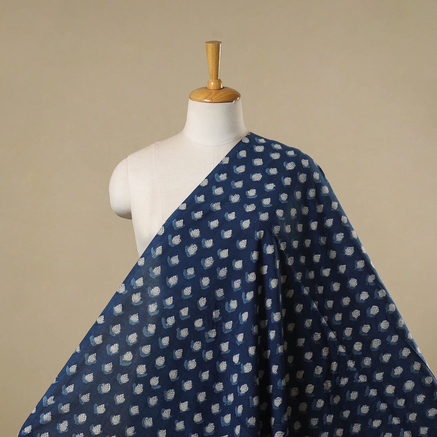 Hand cotton indigo bagru fabric 19 - handcrafted