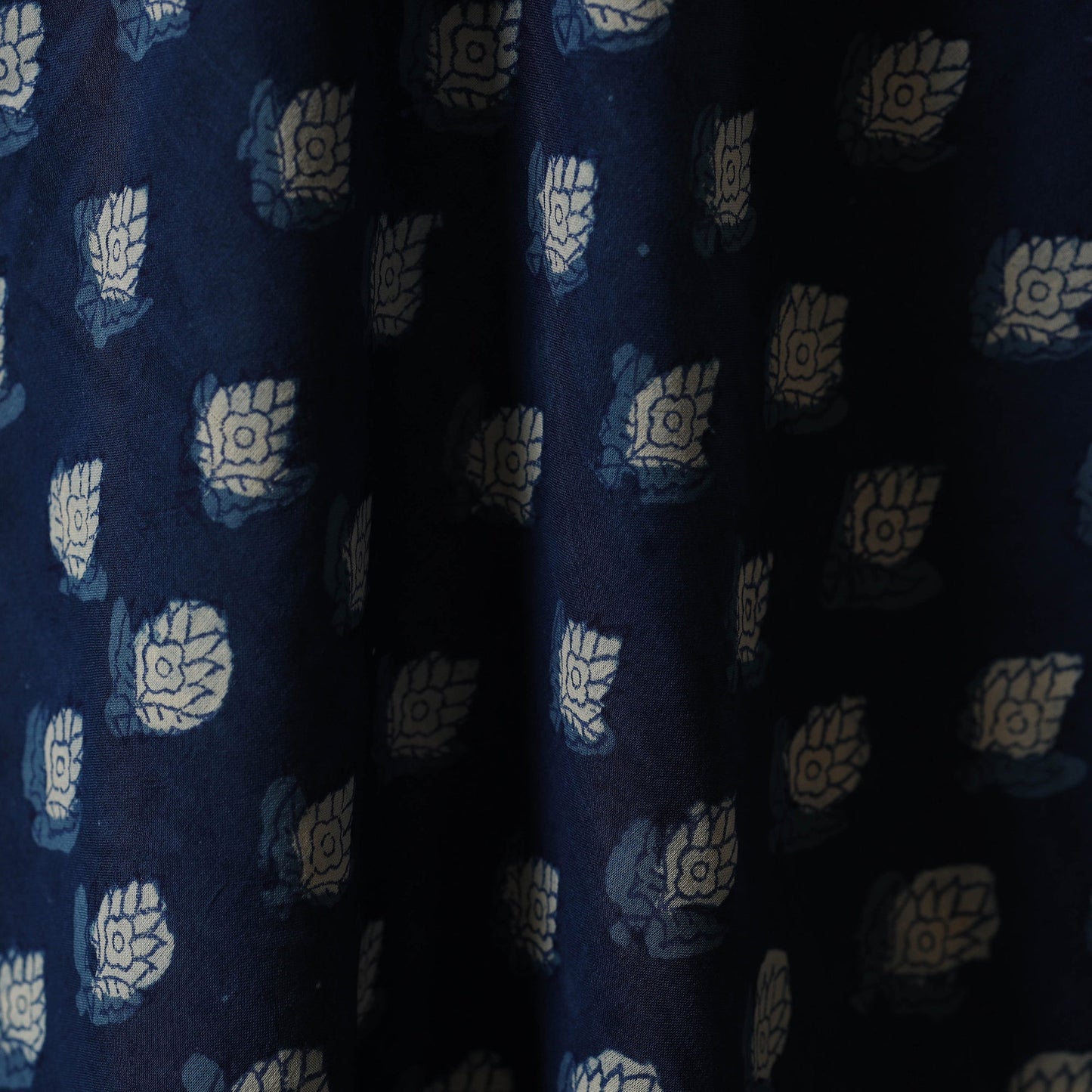 Hand cotton indigo bagru fabric 19 - handcrafted