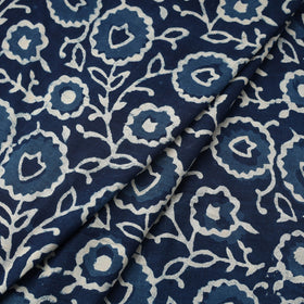Blue Hand Block Print Cotton Indigo Bagru Fabric