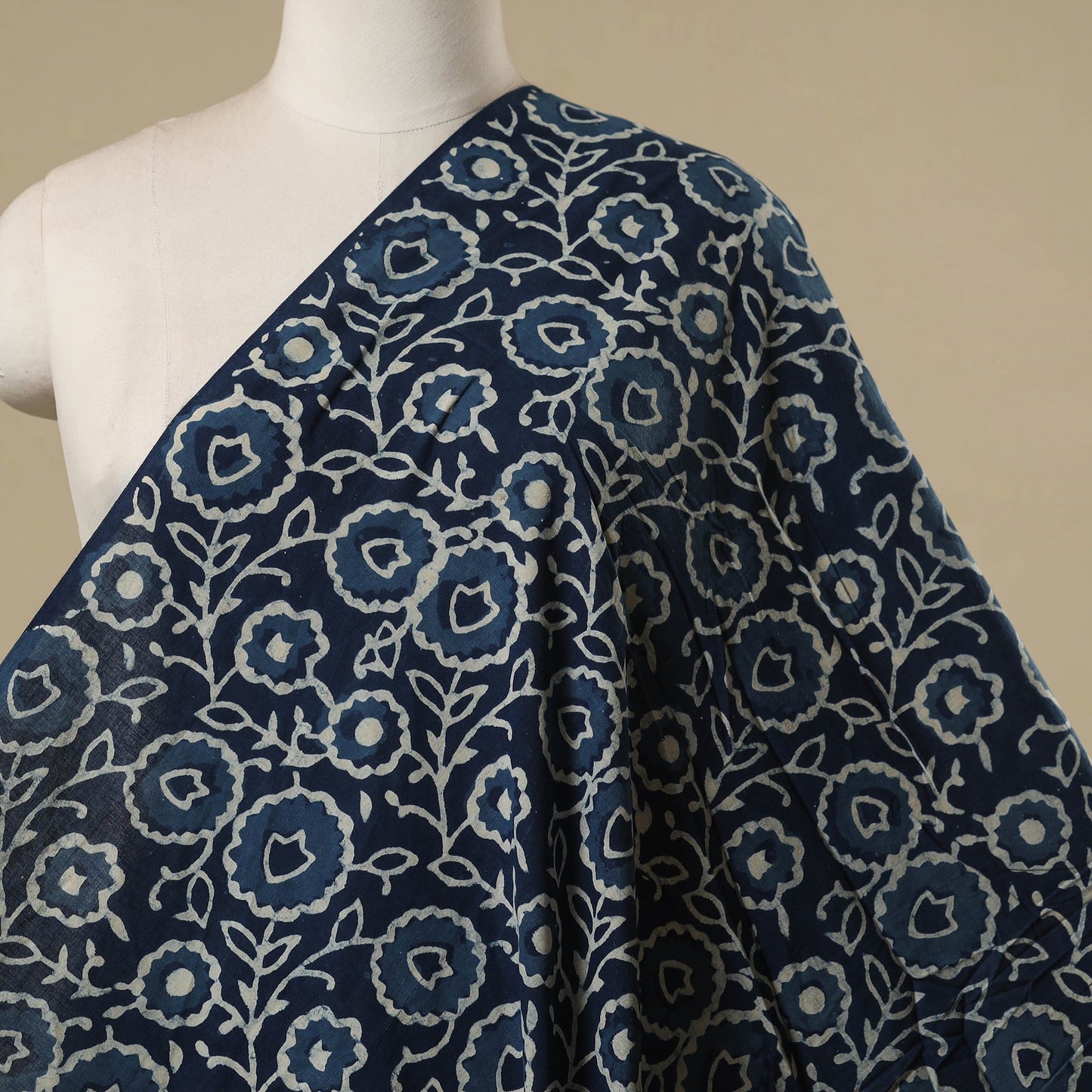 Hand cotton indigo bagru fabric 20 - handcrafted