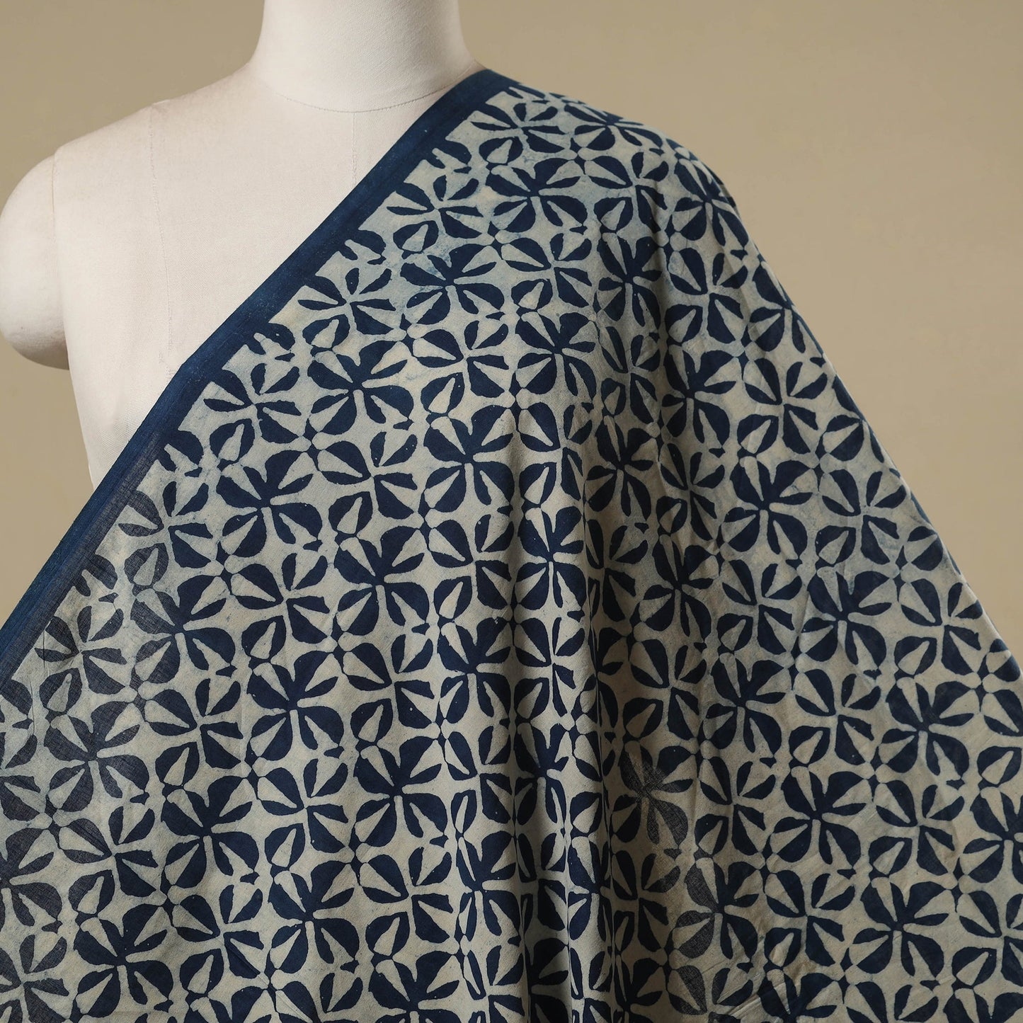 Hand cotton indigo bagru fabric 21 - handcrafted