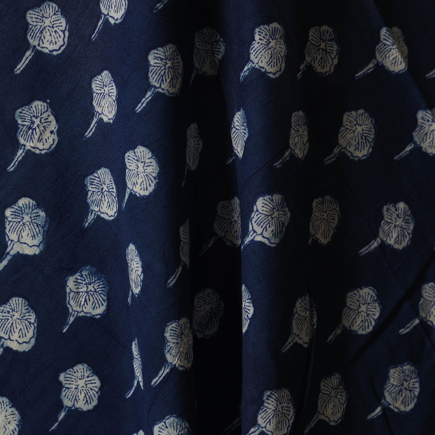 Hand cotton indigo bagru fabric 22 - handcrafted