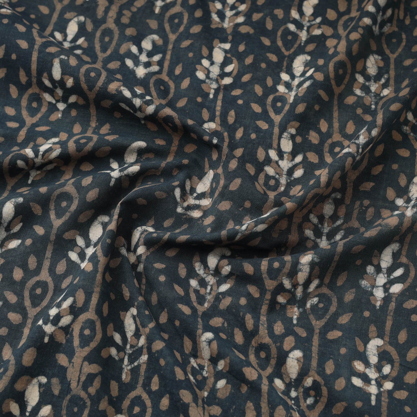 Blue - hand cotton indigo bagru fabric 23 - handcrafted