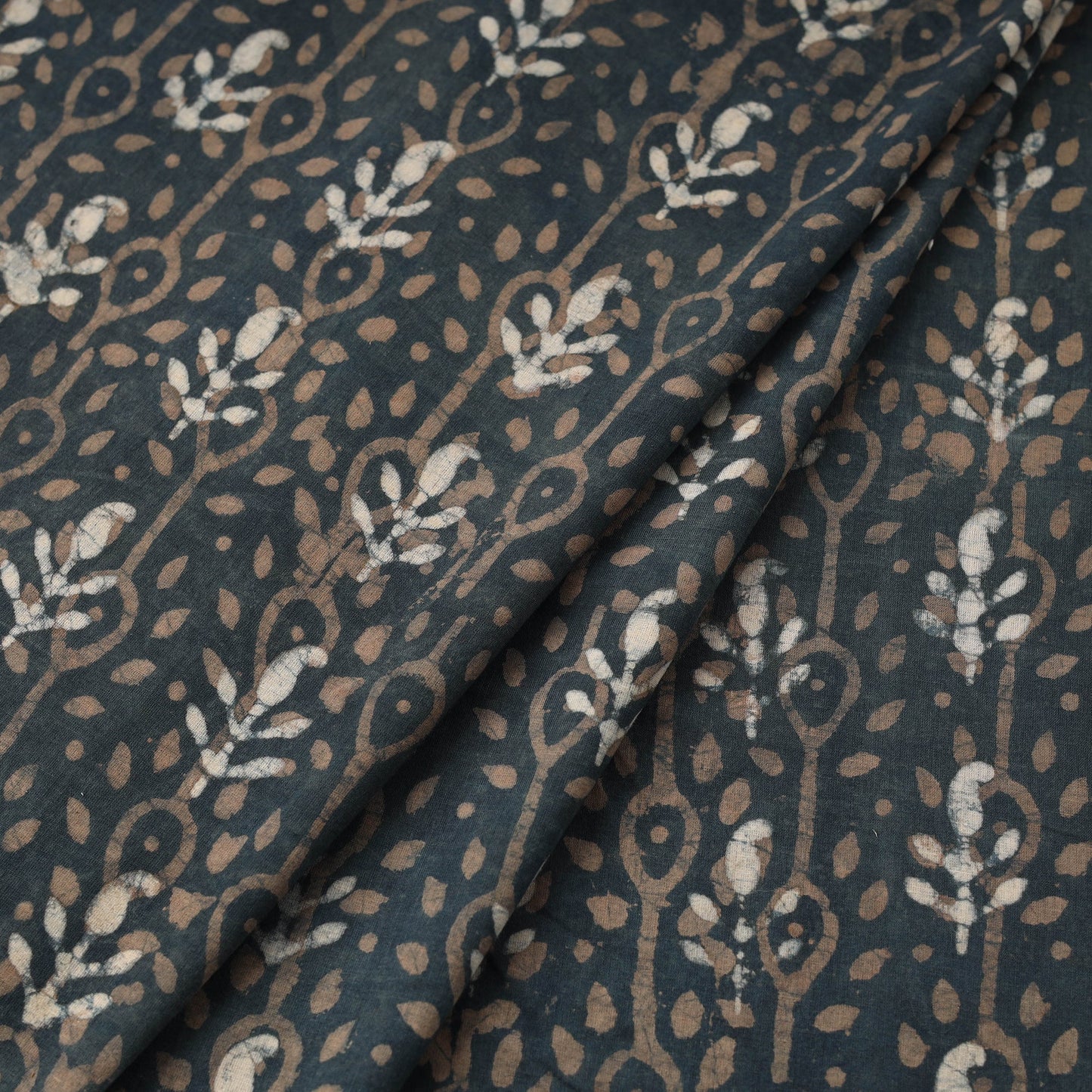 Blue - hand cotton indigo bagru fabric 23 - handcrafted