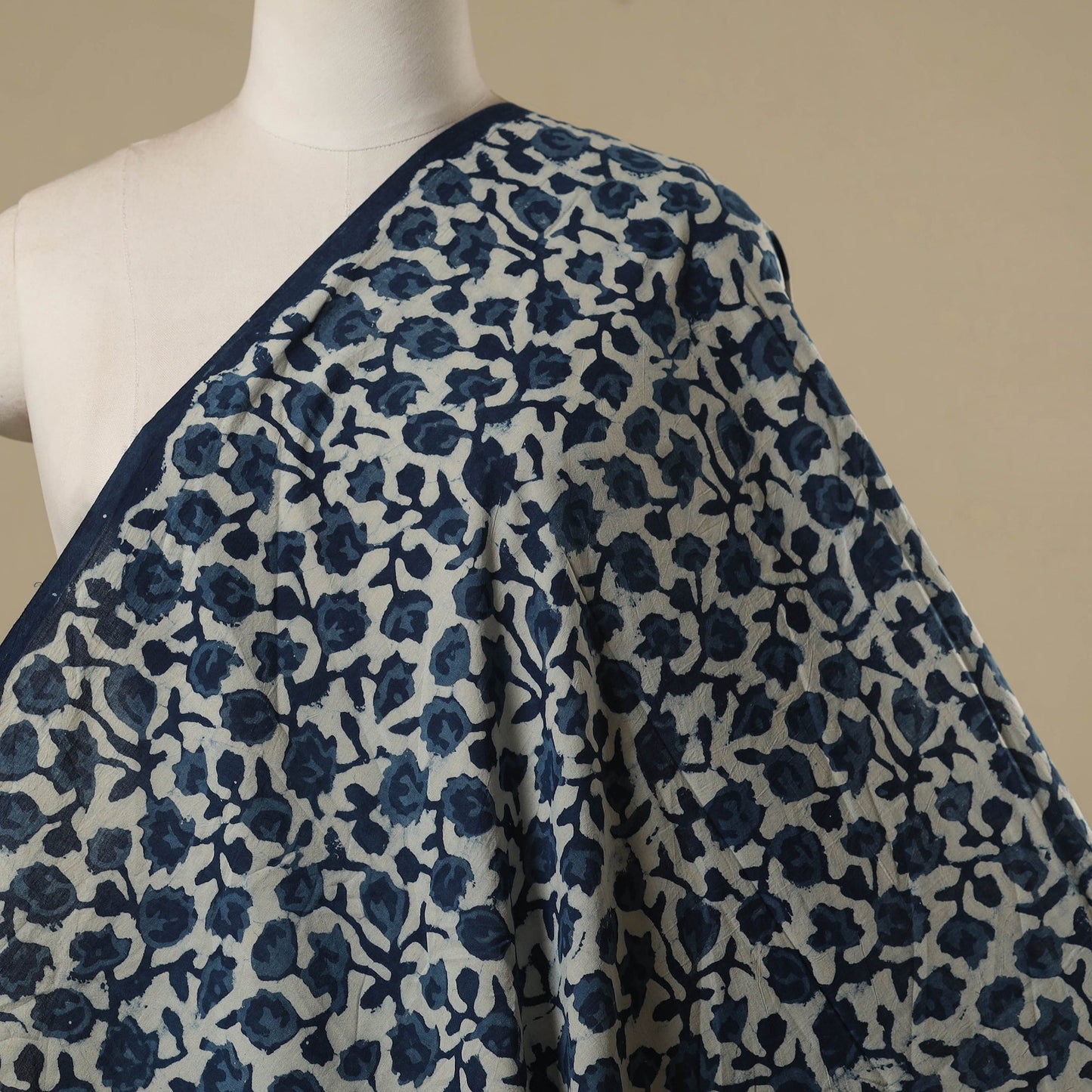 Hand cotton indigo bagru fabric 23 - handcrafted